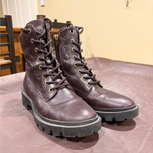Coach Dark Brown Lace-Up Boots